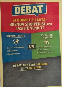 Debati “Studimet e larta brenda Shqipërisë apo jashtë vendit?” me nxënësit e gjimnazit në shkollën jopublike “Nënshkruesi i Pavarësisë Nebi Sefa”